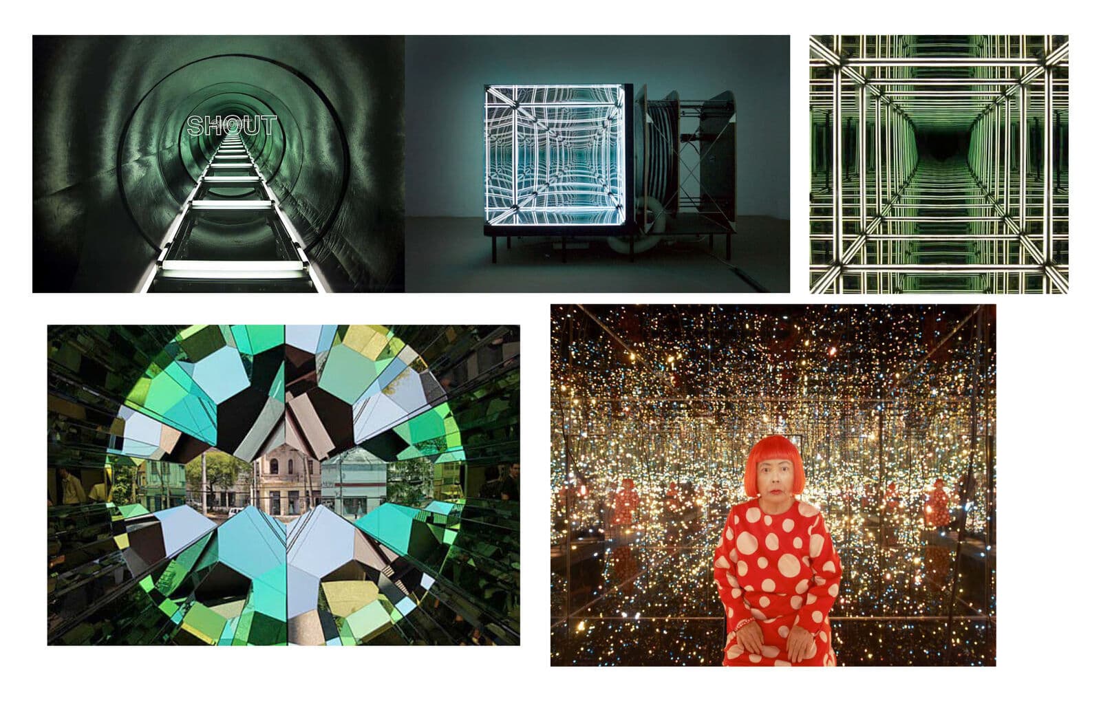 Infinity mirrors and light tunnels