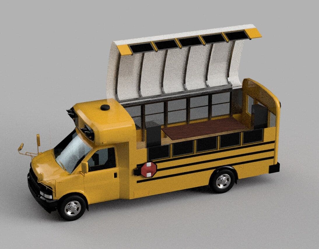 3D interior layout with DJ booth