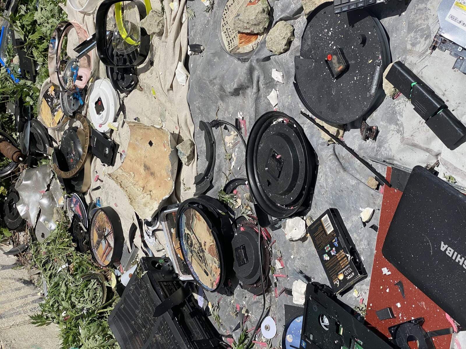 Destroyed clocks on the ground after being launched
