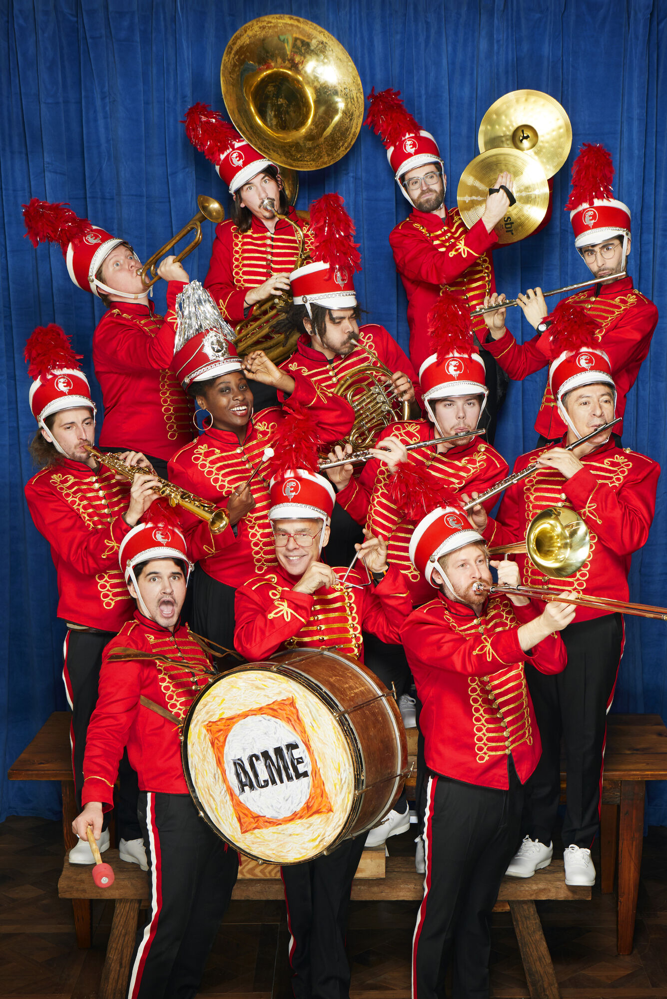 Acme marching band — tighter crop of the group portrait