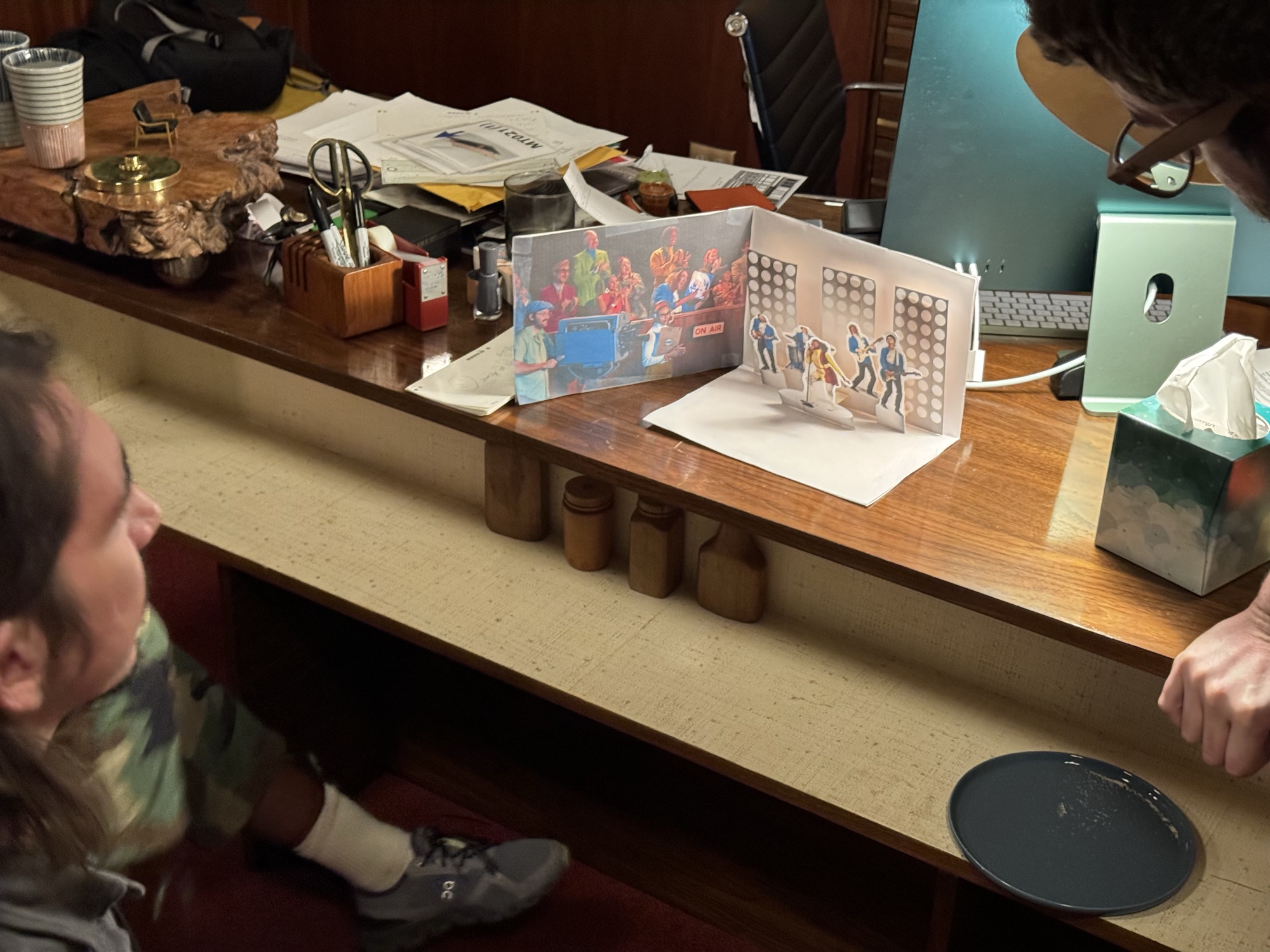 The finished pop-up card on a desk