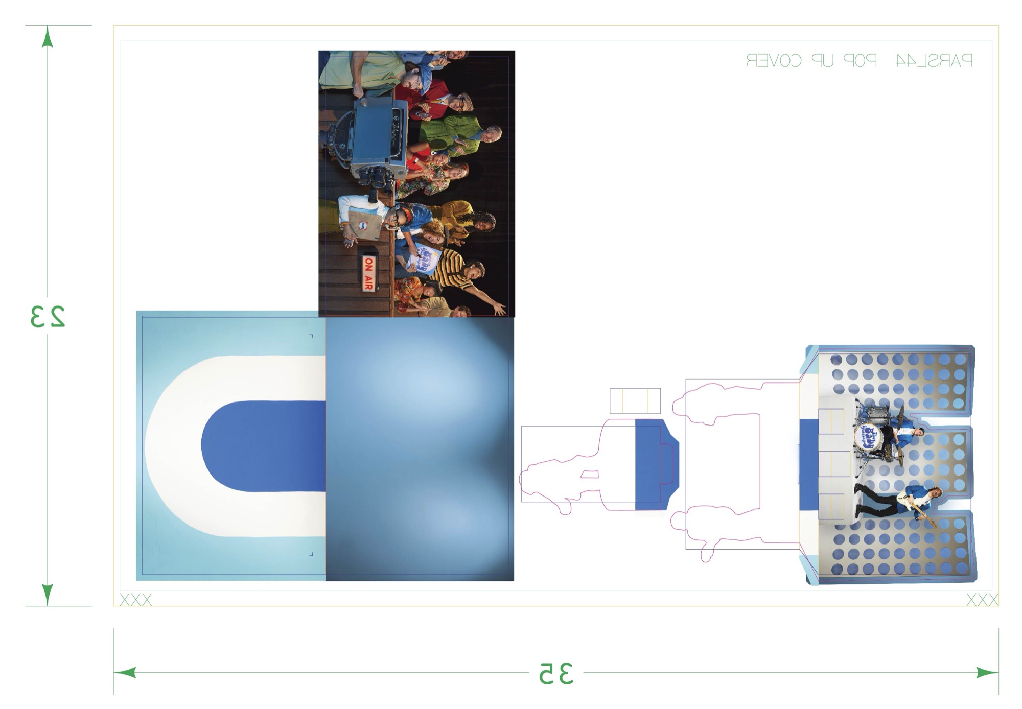 Pop-up card die-cut layout — back