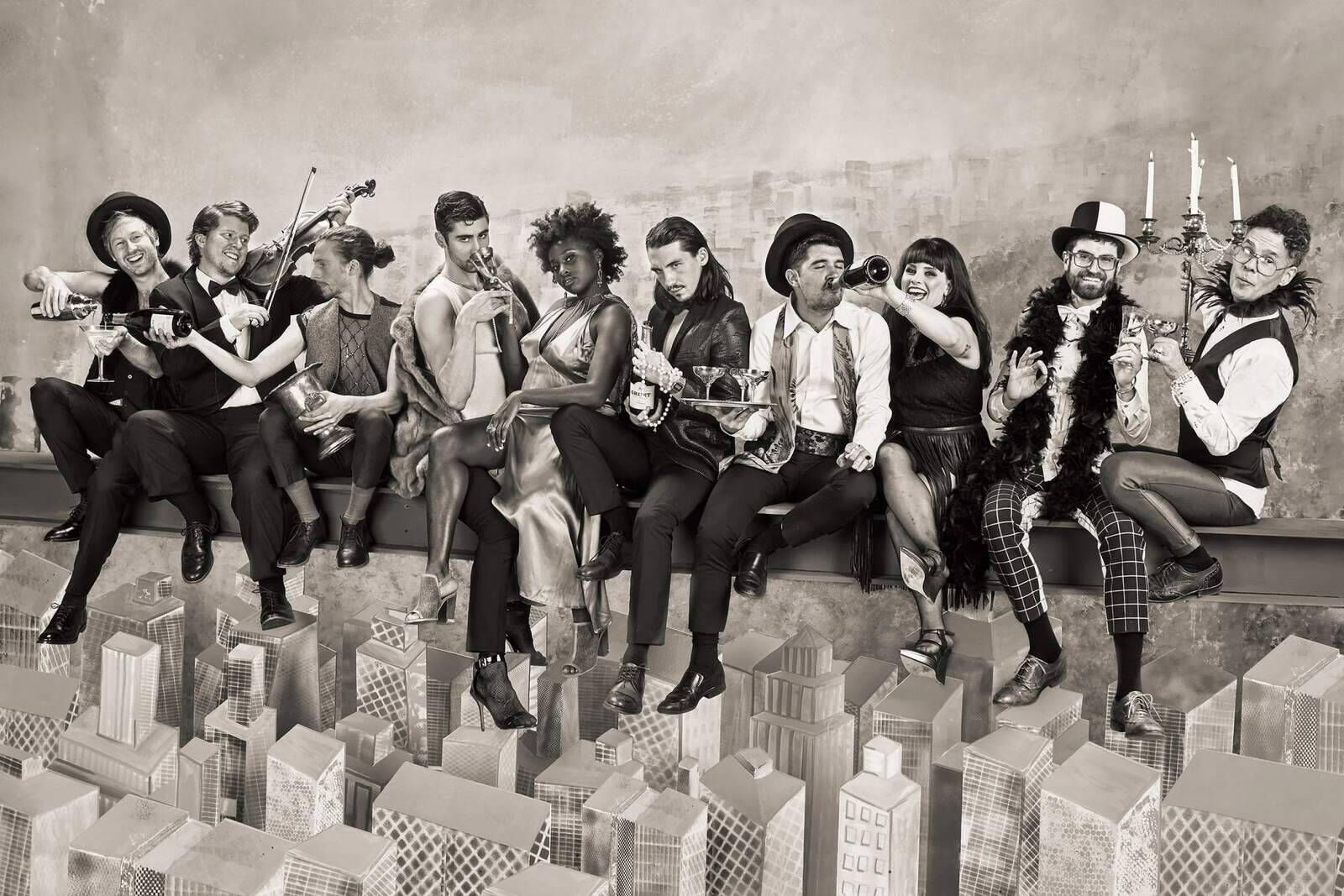 Steel beam holiday card — wide composite