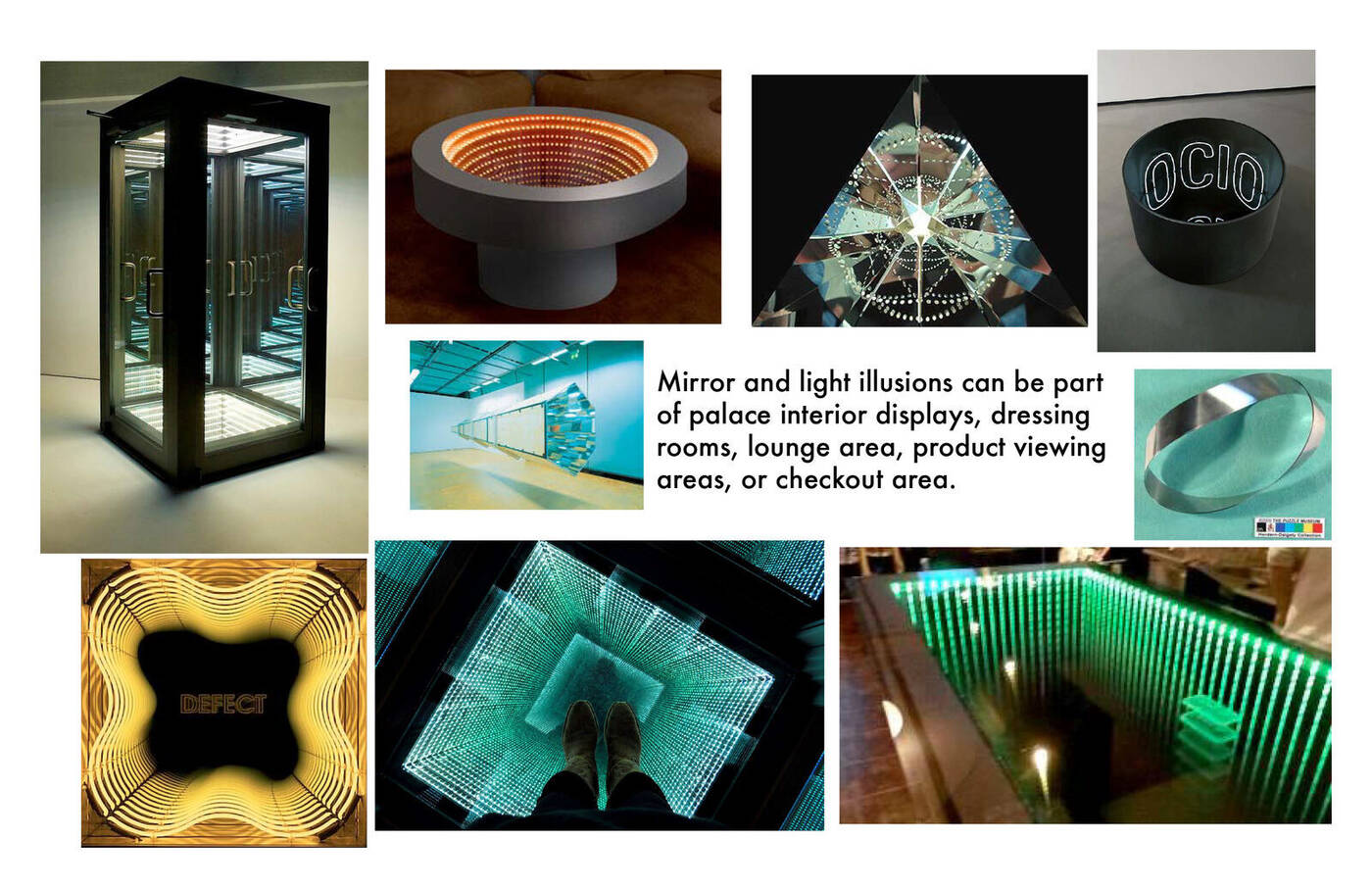 Mirror and light installations