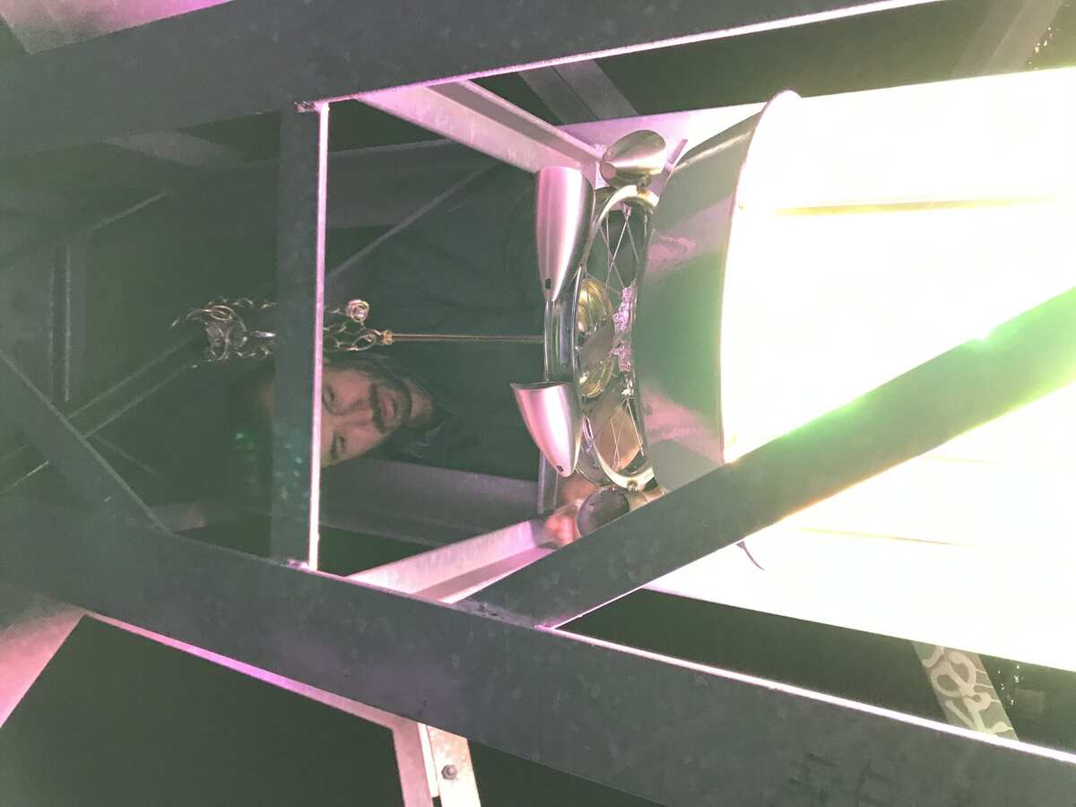 Inside the tower — working on the central light mechanism