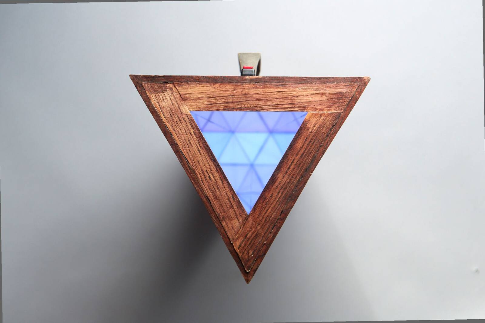 Top view — blue light through the mirrors