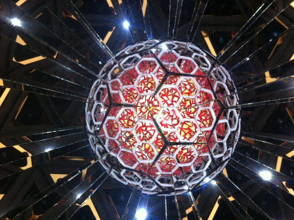 Geodesic sphere — red and gold