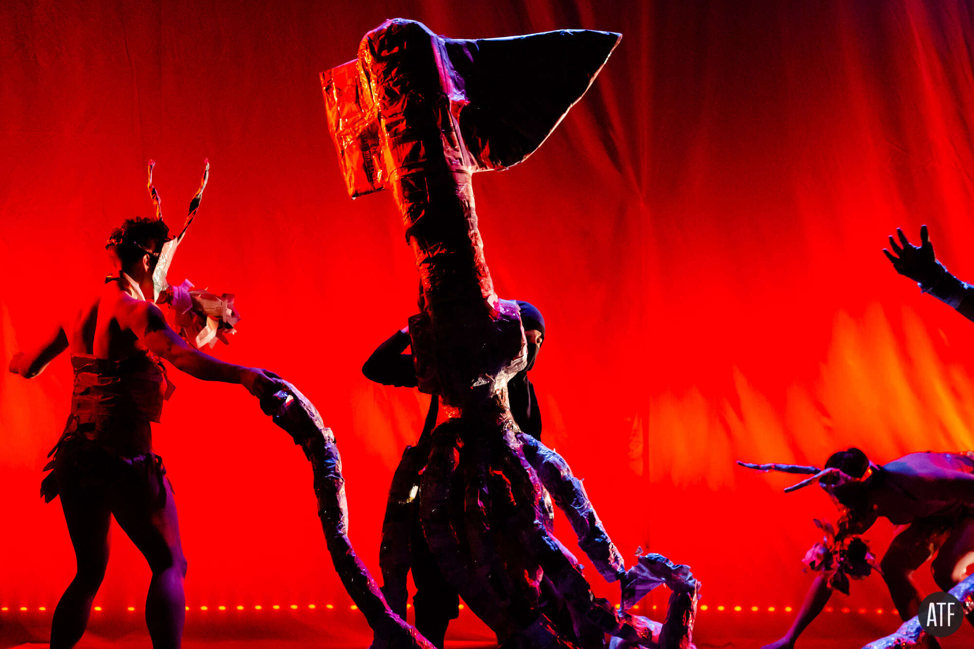 Red backdrop ensemble