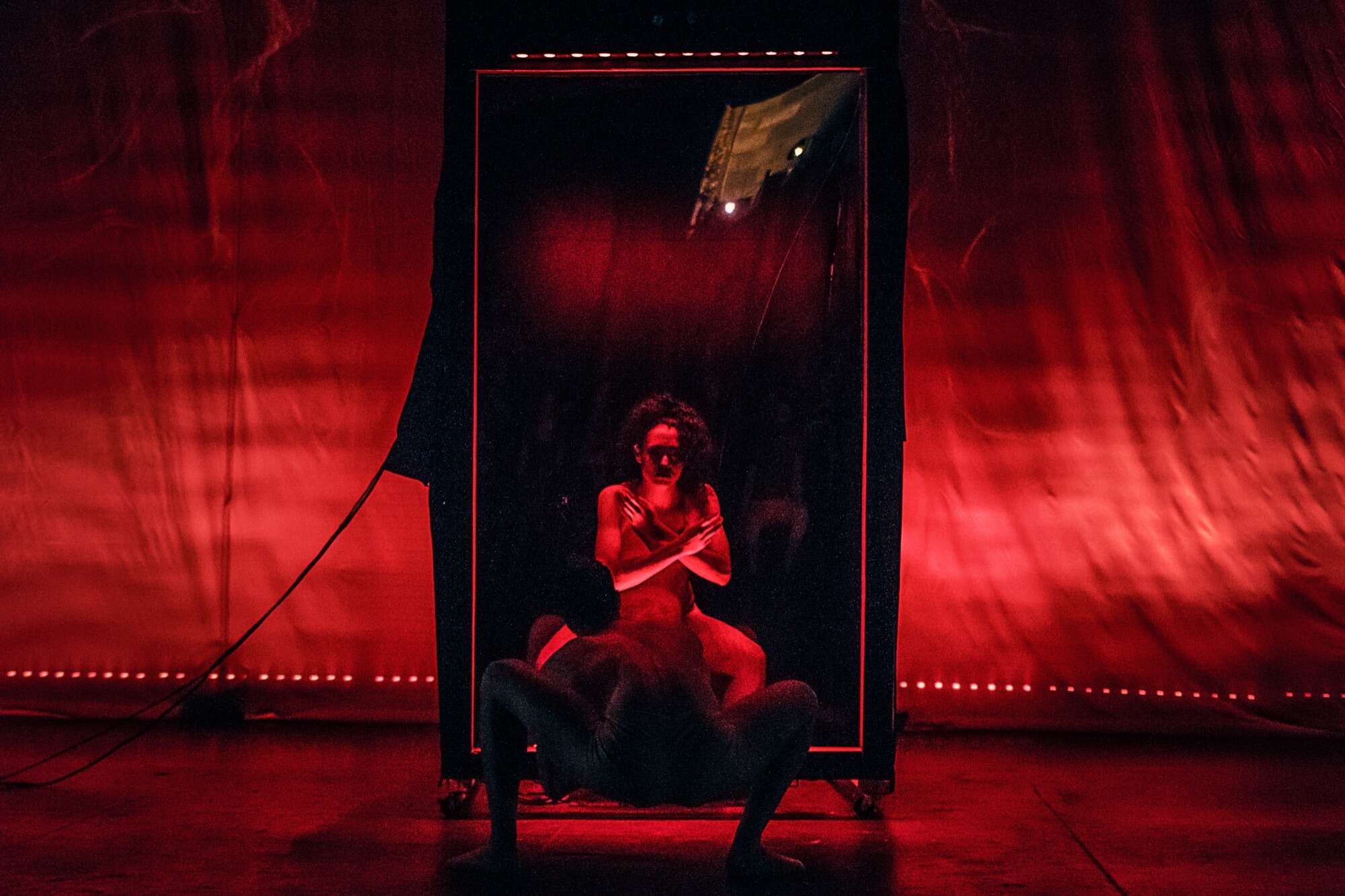 Red mirror booth on stage