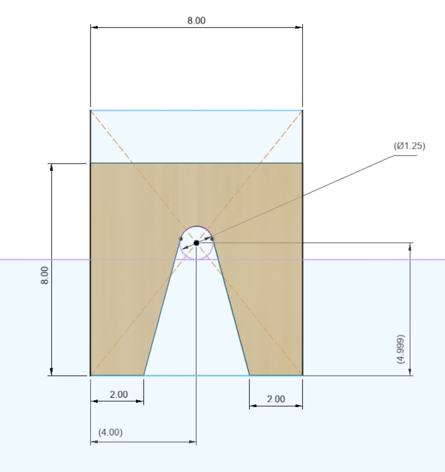 Kaleidoscope chamber CAD drawing — section view with dimensions