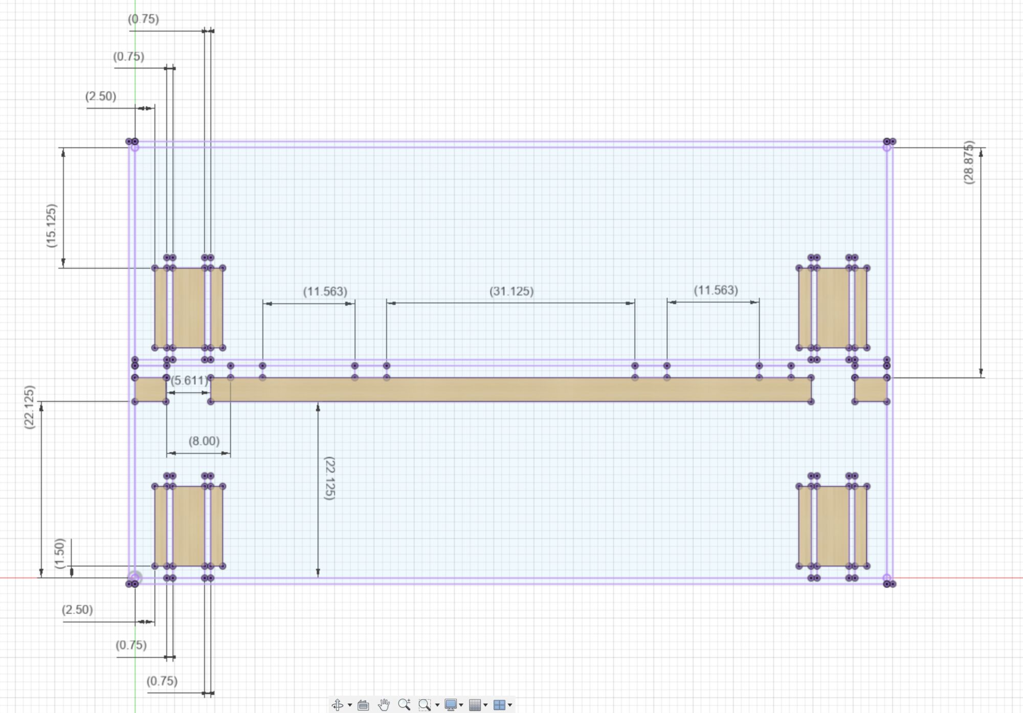 Enclosure frame CAD drawing — plan view with steel and glass assembly